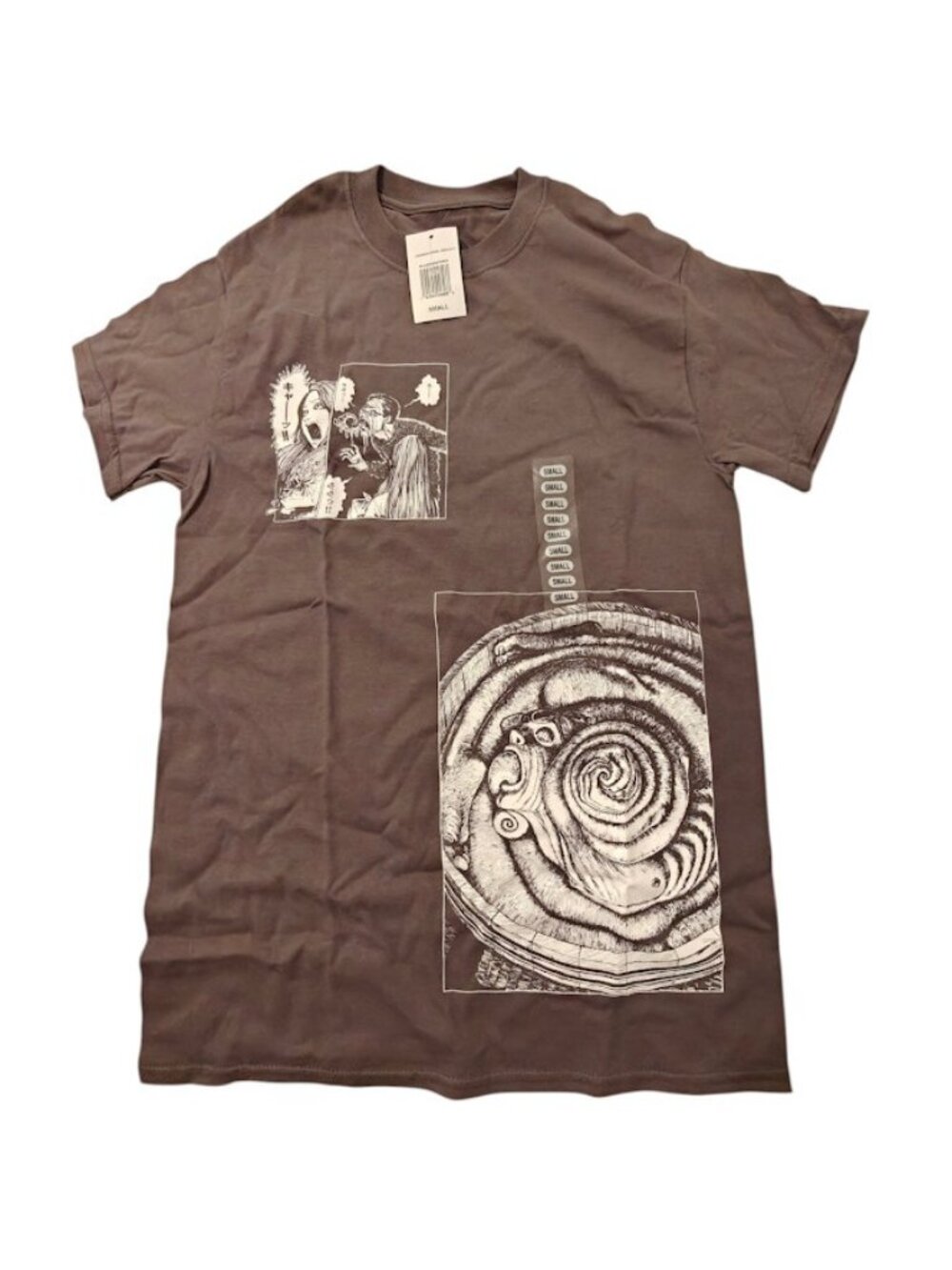 Uzumaki Junji Ito Spiral Man Men's Gray Small Ripple Junction 100 Cotton T-Shirt